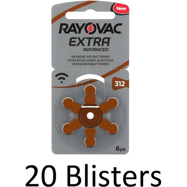 120 Stuks (20 Blisters a 6 st) Rayovac Extra Advanced, 312 - bruin – hoortoestel