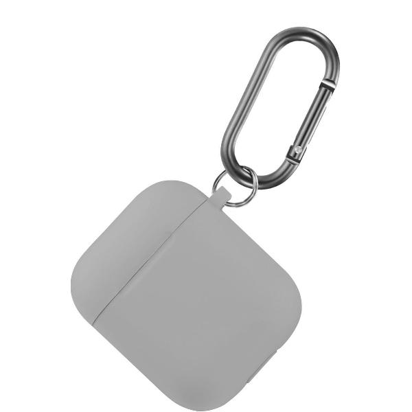 Airpods hoesje met Haak - Siliconen beschermhoesje voor de Apple AirPods oplaadcase - grijs