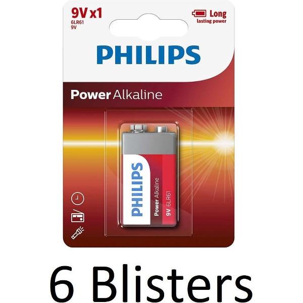 Philips Power Alkaline batterij 9V (6 Stuks)