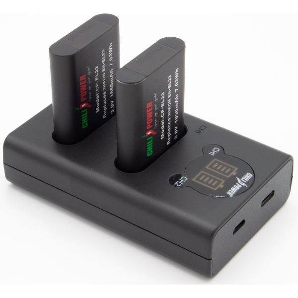 ChiliPower EN-EL23 Nikon USB Duo Kit - Camera accu set