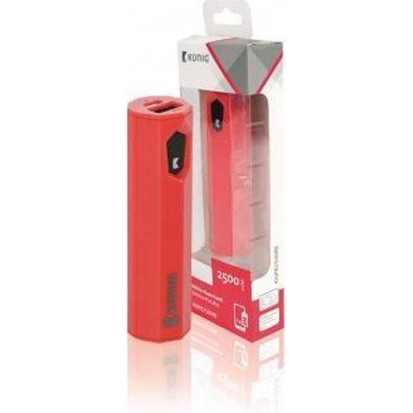 K\xf6nig KNPB2500RE Portable Power Bank 2500 mAh USB Rood