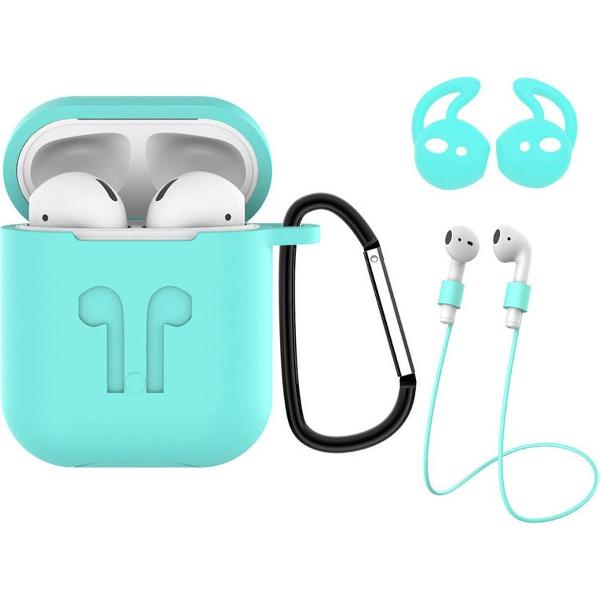 Hoes voor Apple AirPods Hoesje Case 3-in-1 Siliconen Cover - Turquoise