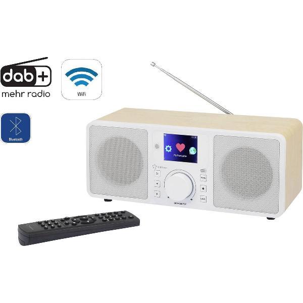 Renkforce RF-IRDAB-RETRO1 DAB+, FM AUX, Bluetooth, Internetradio, WiFi, LAN Geschikt voor DLNA Hout