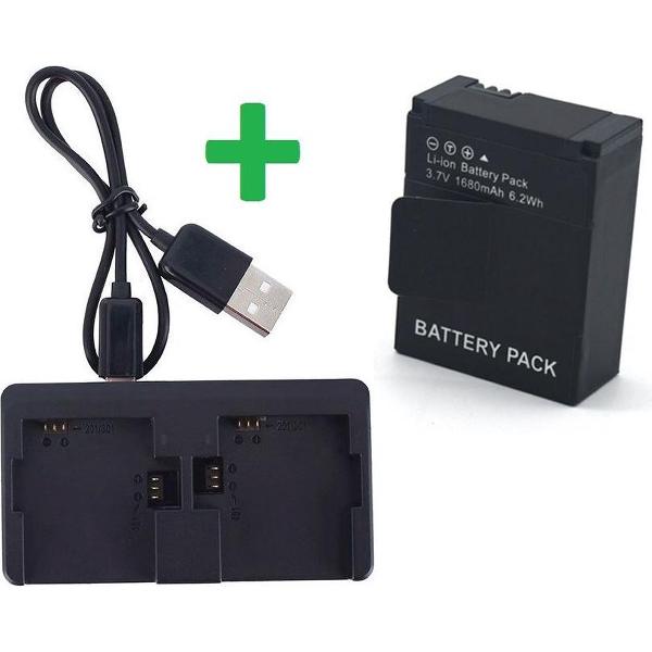 Proqam® Dual Charger + Batterij voor GoPro Hero 3/3+ (externe oplader,accu)