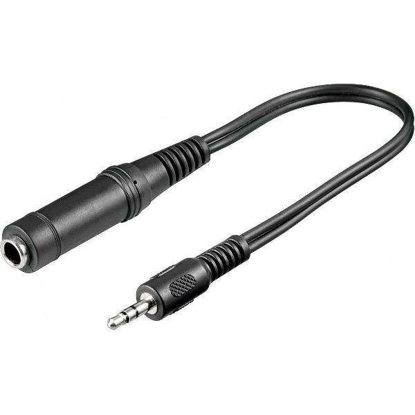 Transmedia 3,5mm Jack stereo (m) - 6,35mm Jack mono (v) adapter kabel - 0,20 meter