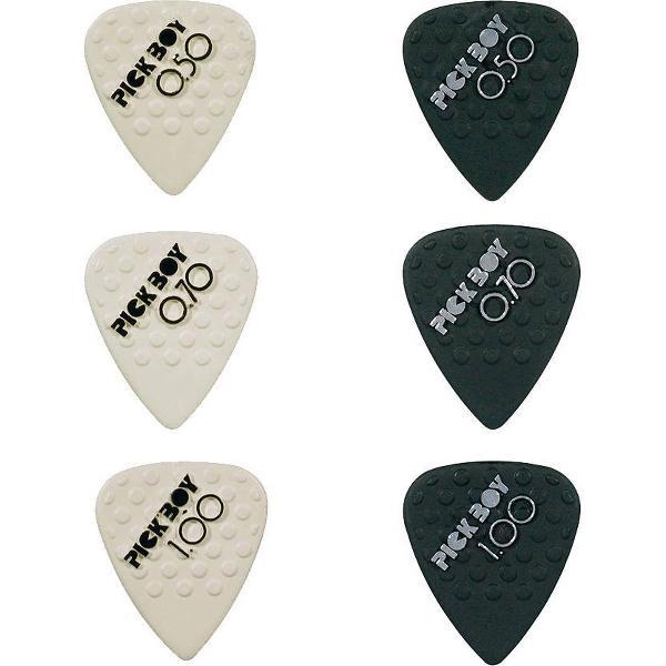 Pickboy Mega Grip plectrum 0.50mm - 1.00mm 6-pack