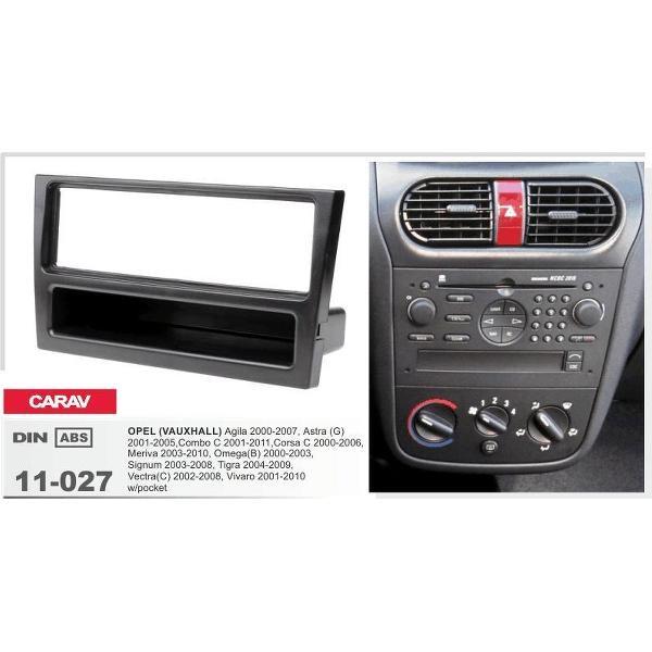 1-DIN OPEL Agila 2000-2007, Astra (G) 2001-2005, Combo (C) 2001-2011, Corsa (C) 2000-2006, Tigra 2004-2009, Vectra (C) 2002-2008, Vivaro 2001-2010 w/pocket (Black) inbouwpaneel Audiovolt 11-027