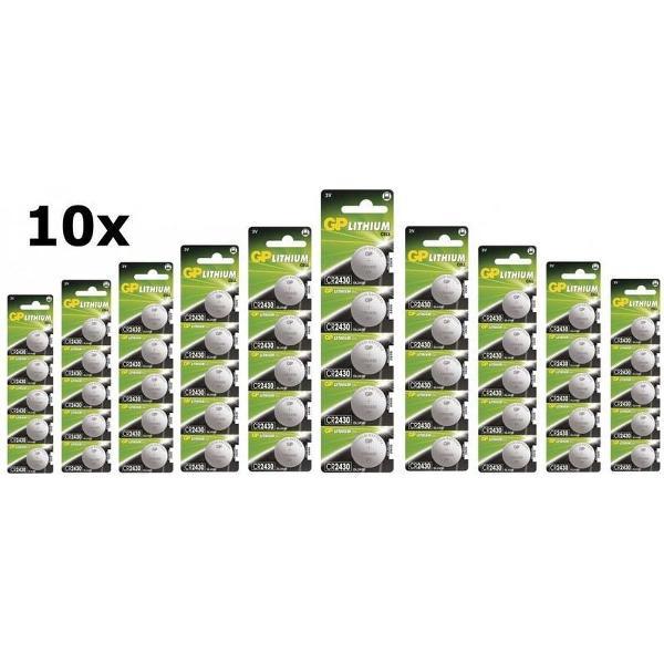 50 Stuks (10 Blister a 5 st) GP CR2430 3V lithium knoopcel batterij