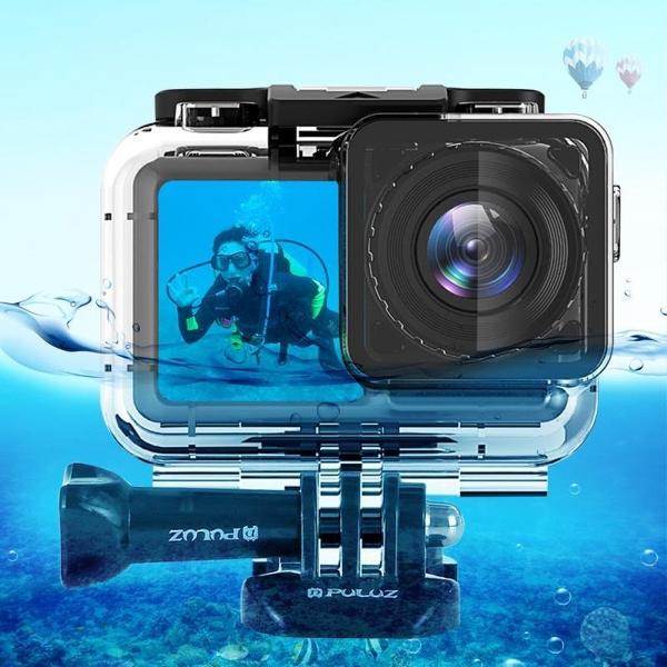 PULUZ 61 m onderwaterbehuizing onderwaterbehuizing voor DJI Osmo Action, met standaard gesp en schroef