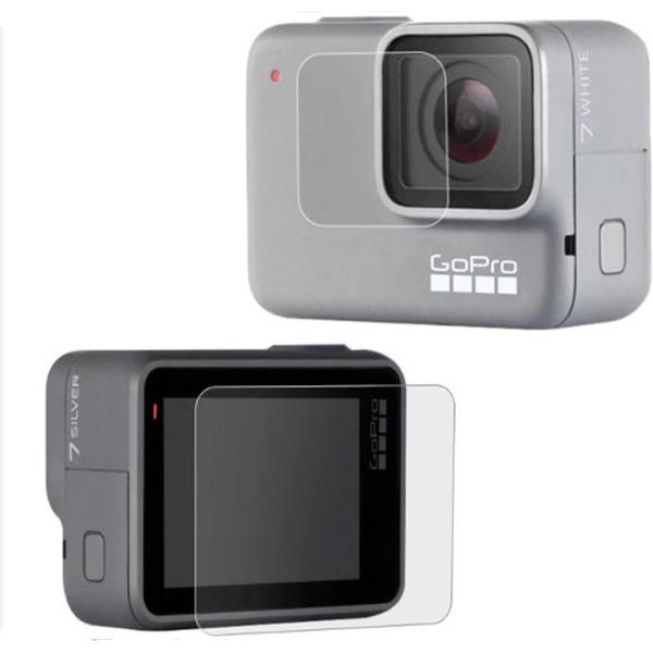 Gehard glas screenprotector voor GoPro Hero 7 Silver & 7 White - Tempered glass - 1x LCD & 1x lens - Bescherming GoPro LCD & lens - 9H gehard glas