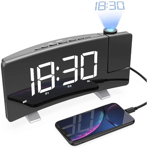 Living Nine Wekkerradio Met Projectie - Digitale Wekker - Alarm Clock - Oplader