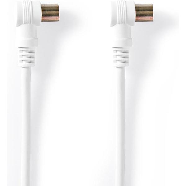 Coaxkabel | IEC (Coax) Male Gehoekt | IEC (Coax) Female Gehoekt | 1,5 m | Wit