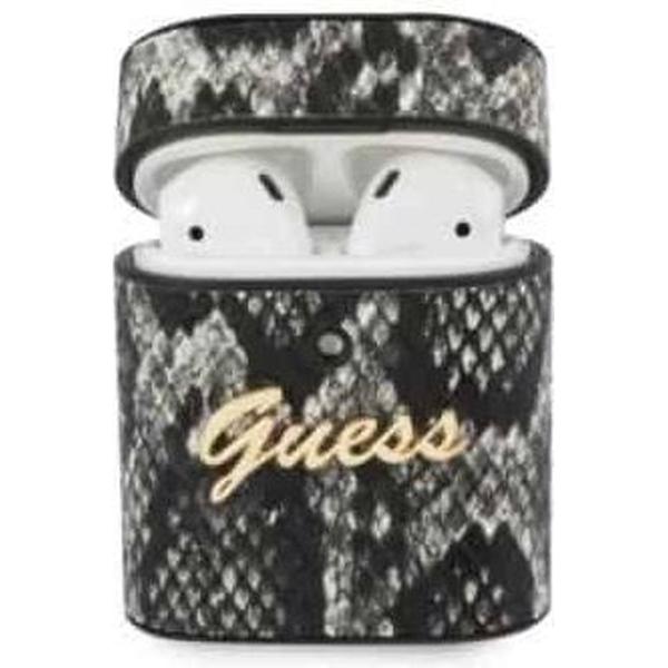 GUESS Python Snake Skin Apple AirPods Case Hoesje - Zwart