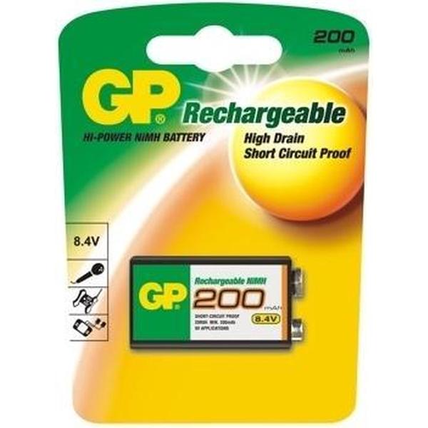 GP 1x 9Volt 200mAh oplaadbare batterij NiMH E-Block GP20R8H 6LR61 oplaadbaar
