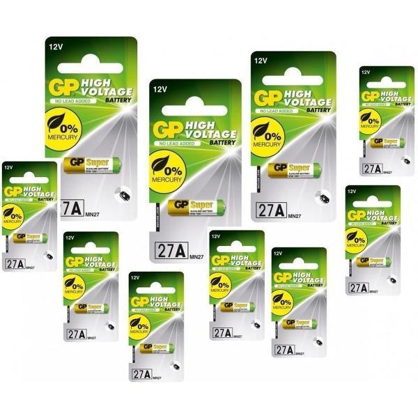 10 x Blister GP 27A G27A MN27 GP27A A27 L828 GP27A batterij