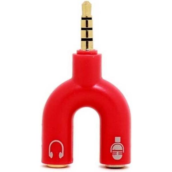 3.5mm Audio Jack Mic & Headphone Adapter verdeler - Rood