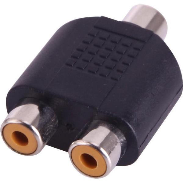 RCA vrouwelijk naar 2 RCA vrouwelijke adapter (zwart)