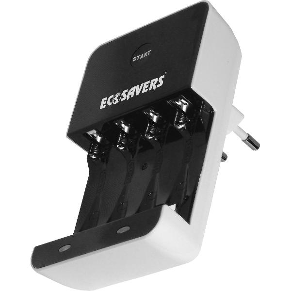 EcoSavers Batterij Lader voor AA en AAA Ni-MH oplaadbare batterijen | geen standby verbruik | Veilig en energiebesparend