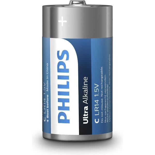 2x Philips Ultra Alkaline LR14 C-batterijen 1,5 Volt - Altijd handig in huis - Batterijen