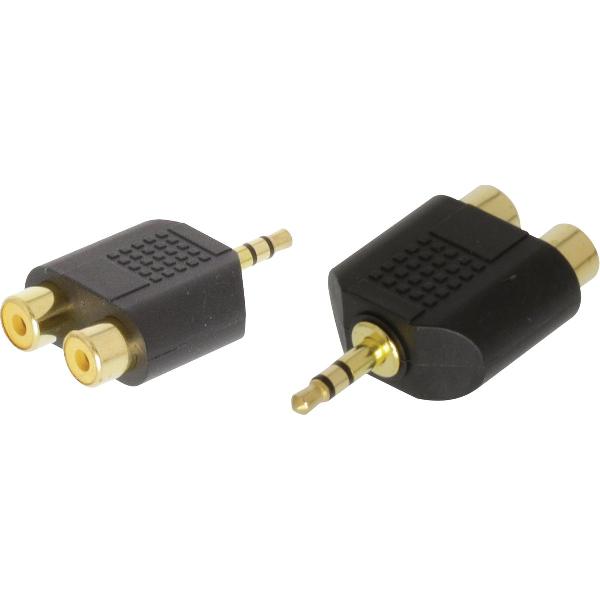 Stereo-Audio-Adapter 3.5 mm Male - 2x RCA Female Zwart