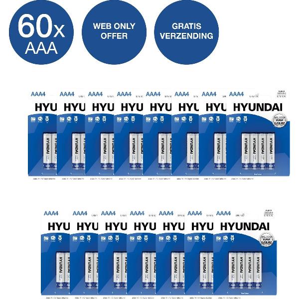 Hyundai - AAA Batterijen - Alkaline - 60 stuks