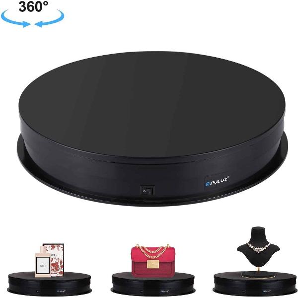 PULUZ 30cm USB elektrische roterende draaitafel displaystandaard video-opname rekwisieten draaitafel voor fotografie, belasting 10-20kg (zwart)