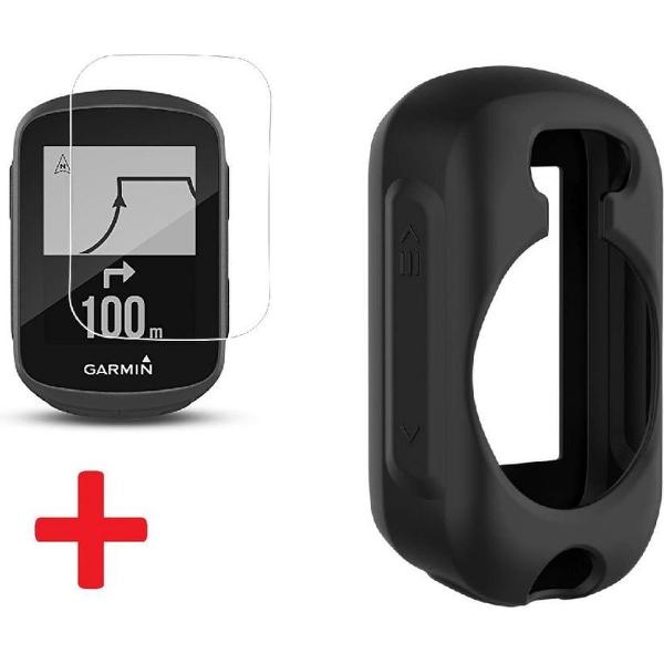 2-in-1 Tempered Glass Screen Protector & Beschermhoes Case Cover Hoes Sleeve Voor Garmin Edge 130/130 Plus - Screenprotector Met Hoesje - Optimale Fietscomputer Bescherming - Zwart