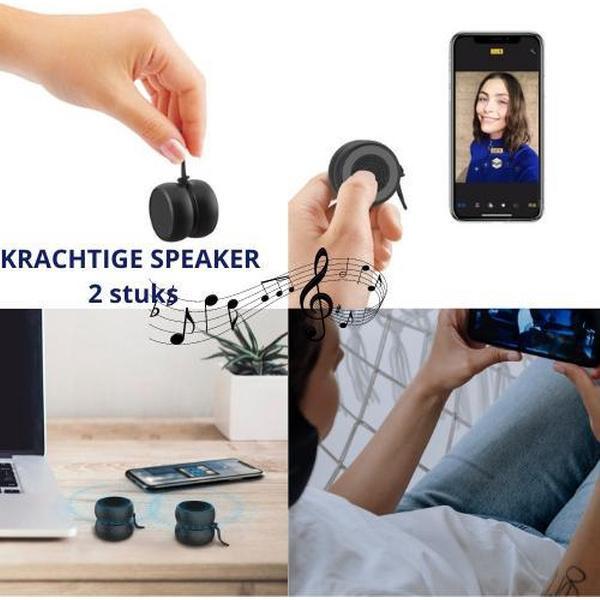 Xoopar - Bluetooth duo Yoyo Speaker met selfie - zwart - 2 in 1 speaker - Draadloze muziekbox - Draadloze luidspreken - Mini KRACHTIGE portable speaker - Hippe kwaliteit speaker - 2 stuks speaker - Selfie speaker