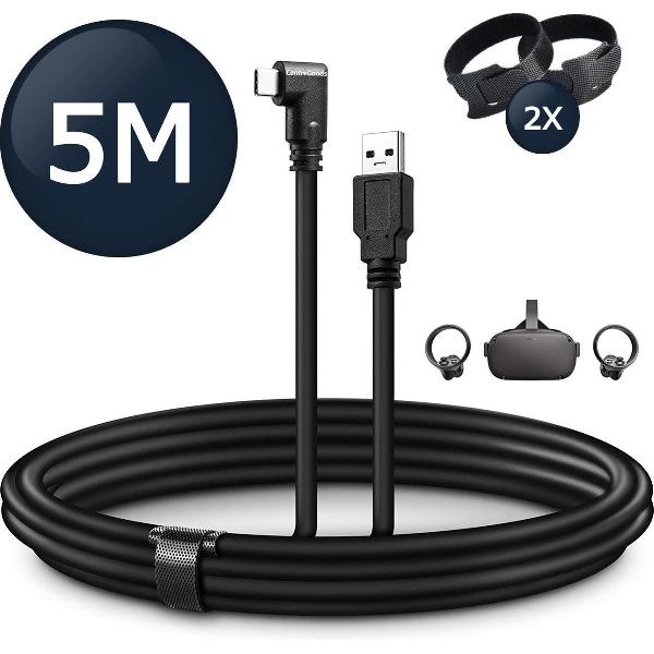 Oculus Quest 2 Link Kabel - 5 Meter USB C naar USB A - Incl. 2x Kabelbinders - Kabel voor Oculus Link - VR bril