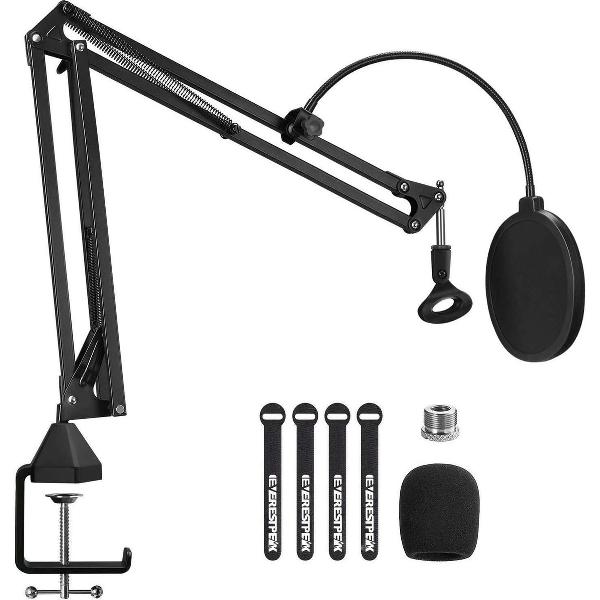 EverestPeak® E20 Microfoon Arm + Popfilter - Studio - Inclusief Tafelklem