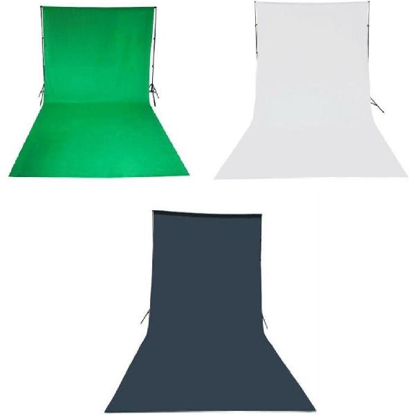 SET VAN 3 FOTOSTUDIO ACHTERGRONDDOEKEN VAN KATOEN 3 X 6 METER