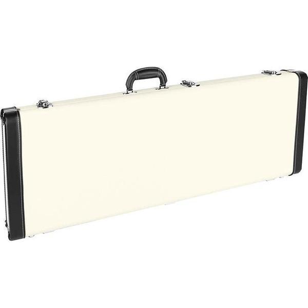 koffer voor elektrische gitaar, cream tolex, nickel hardware, groen fluwelen interieur