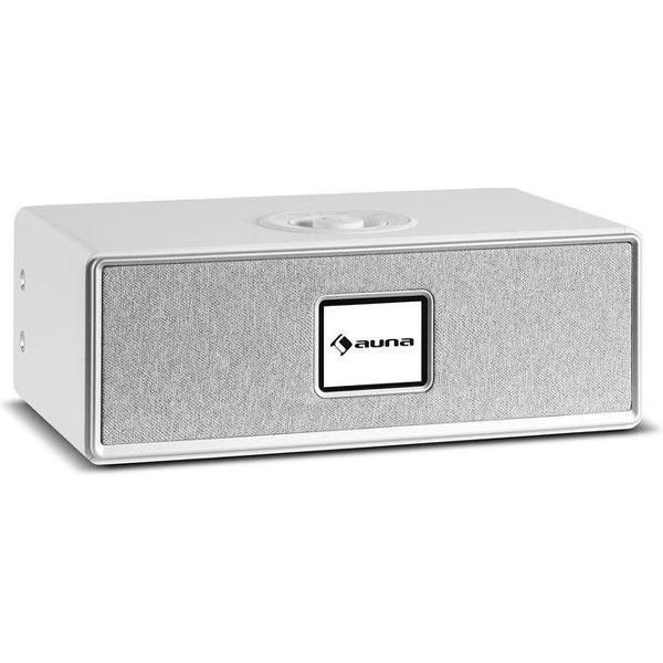 auna Simpfy wireless luidspreker DAB+/FM - Bluetooth - LCD-display - houten behuizing - wit