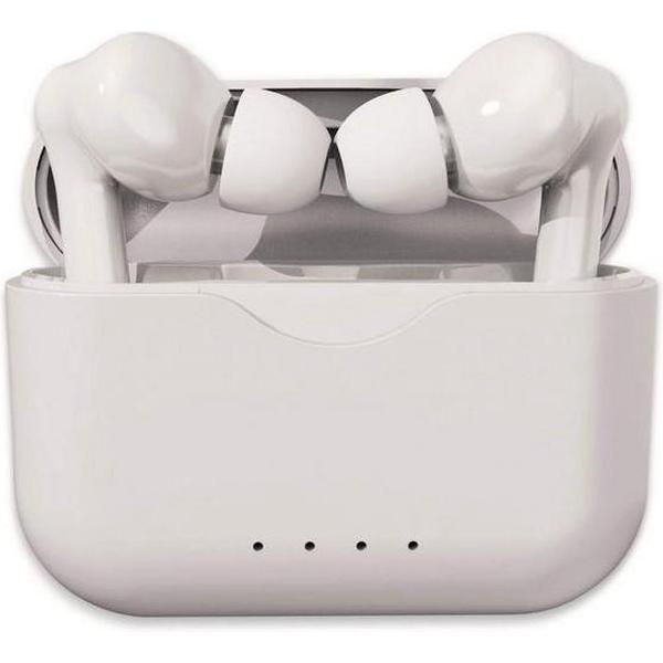 Denver - Bluetooth draadloze hoofdtelefoon met oplaaddoosje - wit