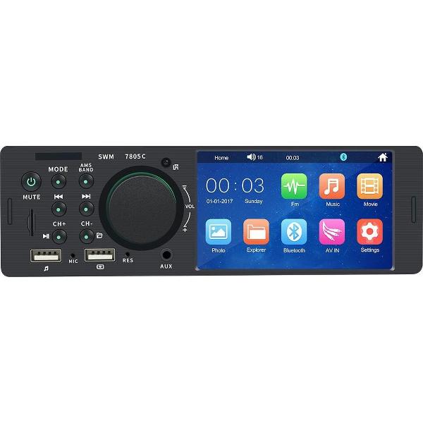 TechU™ Autoradio T76 met Touchscreen – 1 Din + Afstandsbediening – Bluetooth – AUX – USB – SD – FM radio – RCA – Handsfree bellen – Ingang Achteruitrijcamera