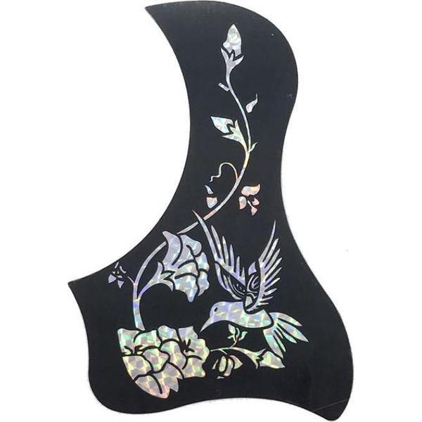 Gitaar Slagplaat sticker - Pickguard - Zelfklevend - Kolibrie zilver 1 stuks