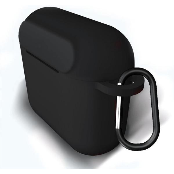 Luxe Siliconen Hoesje Voor Skullcandy INDY True Wireless In-ear Oordopjes - Soft Case Cover Protector - Travel Beschermhoes - Reis Opberghoes Shell Beschermer Hoes - Met Musketon Haakje - Zwart