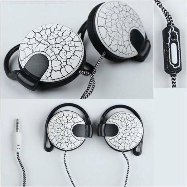 Sporthoofdtelefoon - Oorhaak - Oortelefoon - Gekraakt model - 3,5 mm Kabel - Oortelefoon met Microfoon - Wit