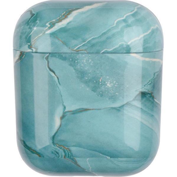 Finchy® Airpods Hoesje Marmer - Hard Airpods Case - Turquoise - Voor Airpods 1 en 2 - Diverse Kleuren