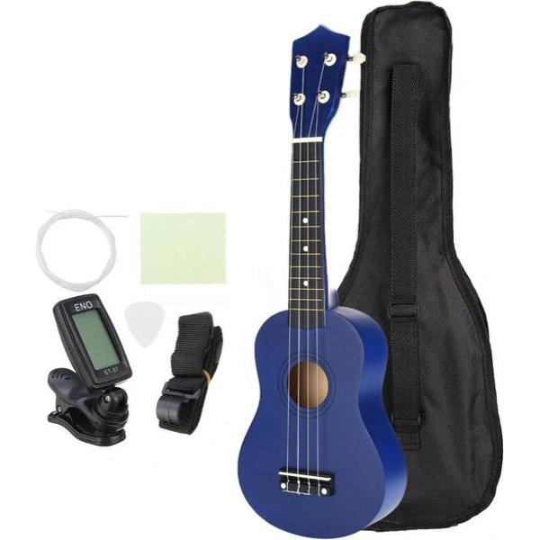 Sopraan ukelele 53 cm lindehout met tas blauw