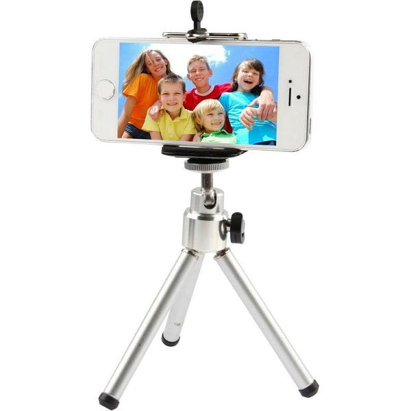 Draagbaar 360 graden roterend statief, voor iPad, iPhone, Galaxy, Huawei, Xiaomi, LG, HTC en andere smartphones (zilver)