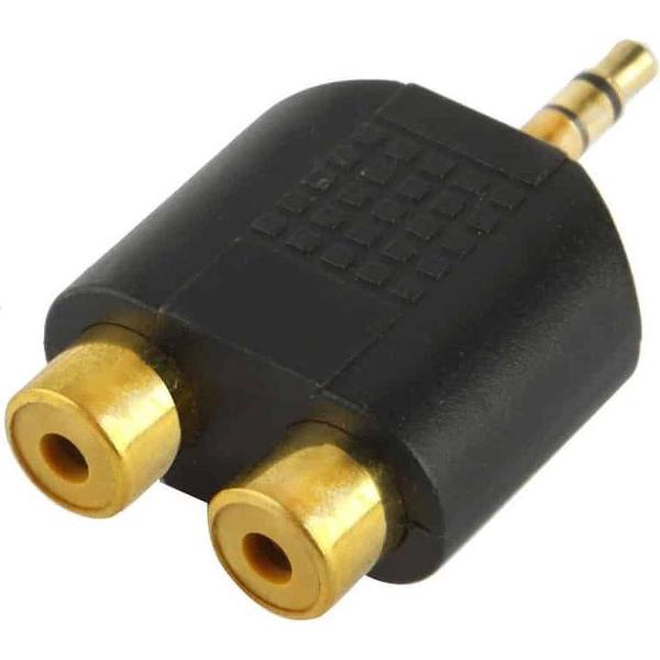 RCA vrouw naar 3,5 mm mannelijke jack audio Y-adapter (zwart)