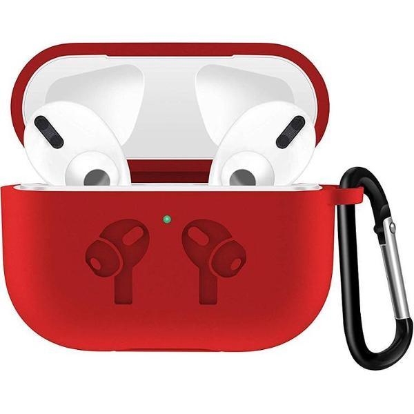 Apple AirPods Pro Hoesje Clip - Rood - Siliconen - Case - Cover - Soft case