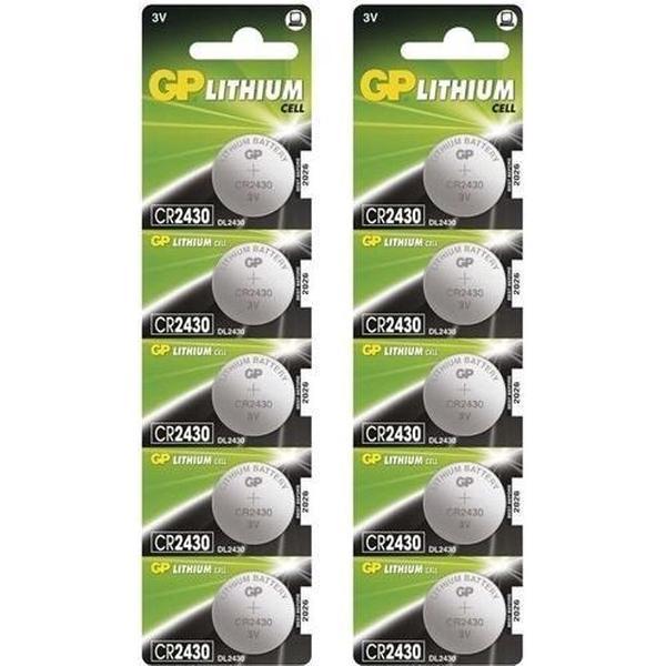 10 Stuks (2 blisters a 5st) - GP CR2430 3V lithium knoopcel batterij