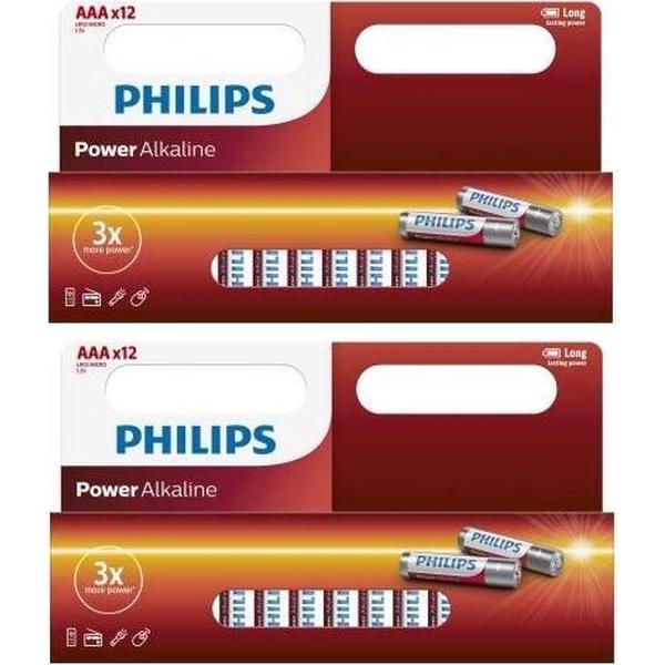 24 Stuks (2 blisters a 12st) - AAA R3 Philips Power Alkaline
