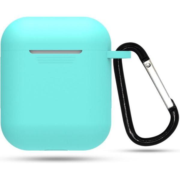 Siliconen case | geschikt voor airpods | karabijnhaak | licht blauw