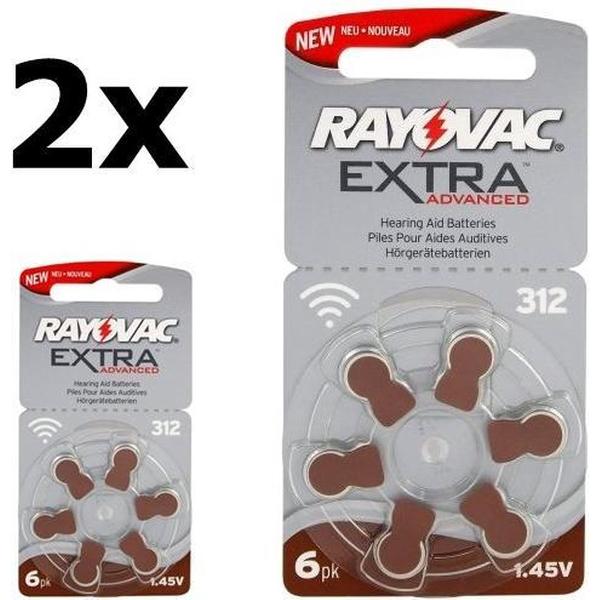 12 Stuks (2 Blister a 6st) Rayovac Extra Advanced 312 / PR312 / PR41 Gehoorapparaat batterijen