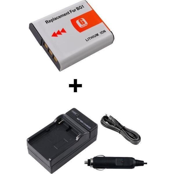 Lader voor Sony NP-BG1 plus accu	 Geschikt voor thuis (wereldwijd) en in de auto . Aanbieding