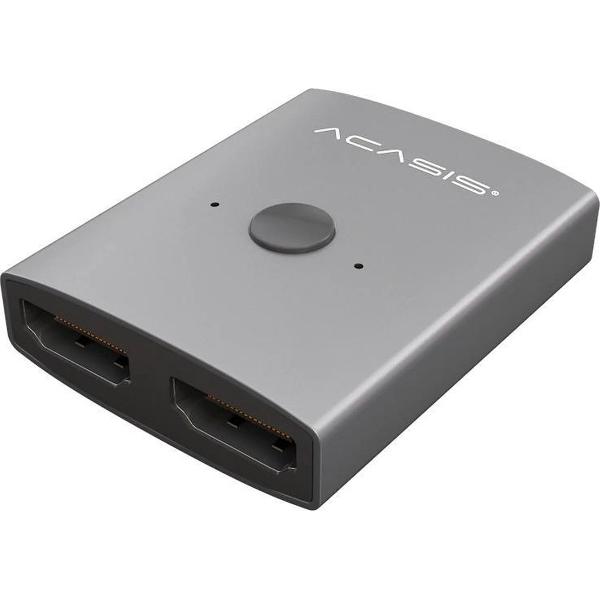 ACASIS 4K 30HZ bidirectionele schakelaar HDMI 2.0 1X2 - 2X1 Splitter – Switch- Dubbele Scherm Converter Adapter - Grijs