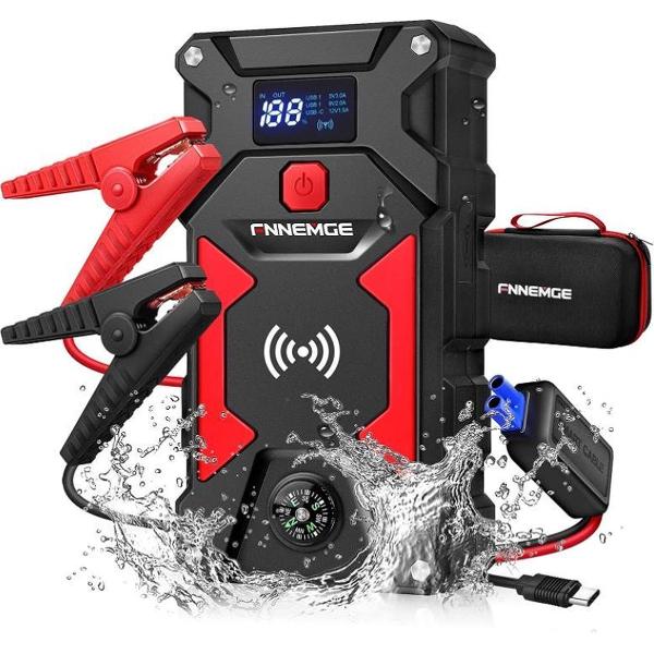 Topquality jumpstarter FNNEMGE Auto Starthulp Powerbank Jump starter 2000A Piekstroom 21800 mAh (voor 8.0L benzinemotor of 6.5L dieselmotor) Draagbare Autoaccu starter 12 V, met USB Quick Charge 3.0 Pack Type-C draagbare telefoonoplader